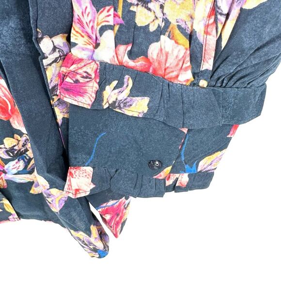 Tolani Collection ruffle collar blue floral button down blouse Size 3X - Picture 3 of 11